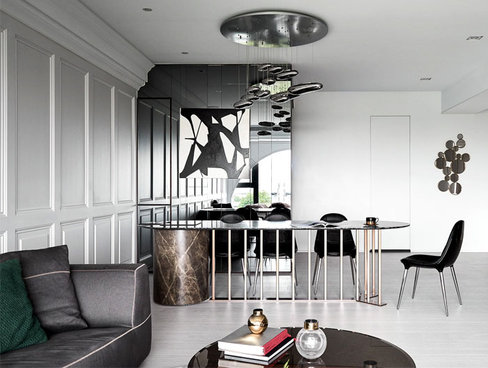 清晰线条和优雅装饰:高雄艺术时尚的现代公寓设计